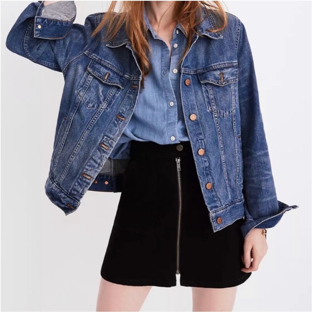 Madewell Denim Utility Zip Skirt in Black Frost